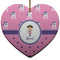 Pink Pirate Heart Ceramic Ornament w/ Name or Text