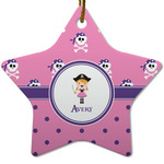 Pink Pirate Star Ceramic Ornament w/ Name or Text