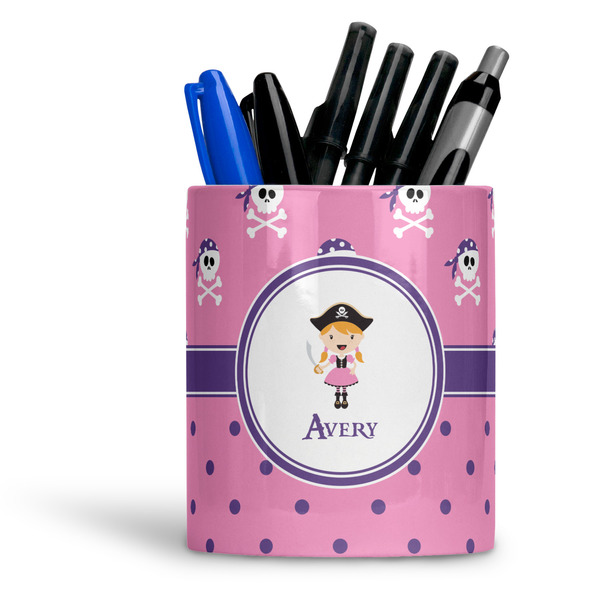 Custom Pink Pirate Ceramic Pen Holder