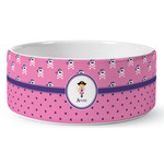 Pink Pirate Ceramic Dog Bowl (Personalized)