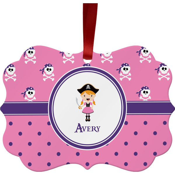 Pink Pirate Christmas Ornament (Front View)
