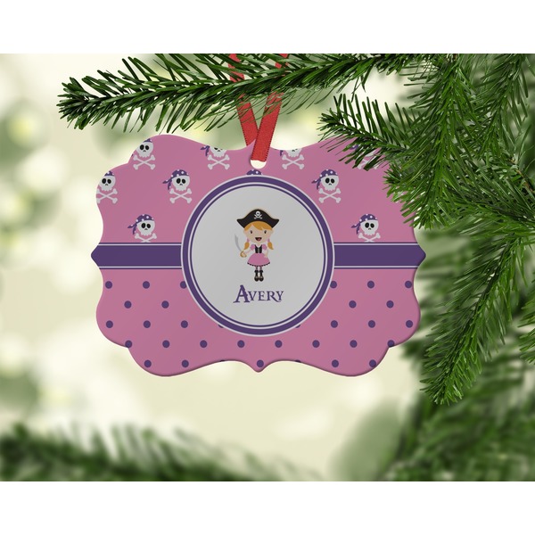 Pink Pirate Christmas Ornament (On Tree)