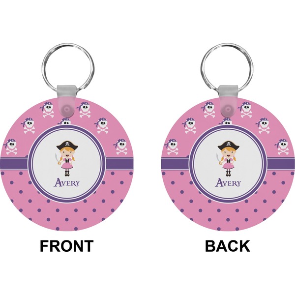 Pink Pirate Circle Keychain (Front + Back)