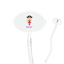Pink Pirate 7" Oval Plastic Stir Sticks - Clear (Personalized)