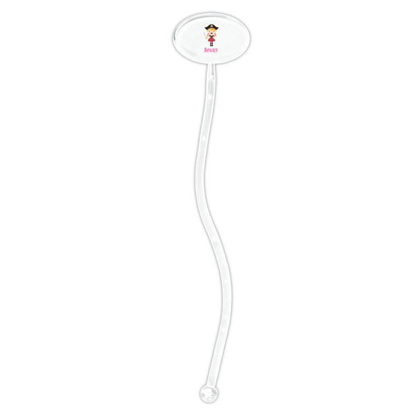 Pink Pirate Clear Plastic 7" Stir Stick - Oval - Single Stick
