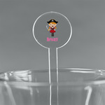 Pink Pirate 5.5" Round Plastic Stir Sticks - Clear (Personalized)