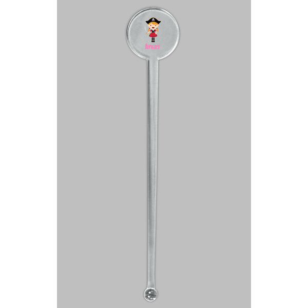 Pink Pirate Clear Plastic 7" Stir Stick - Round - Single Stick
