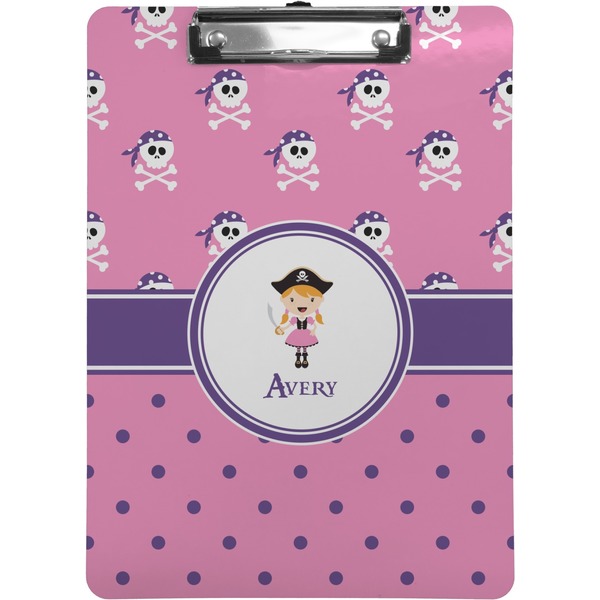 Custom Pink Pirate Clipboard (Letter Size) (Personalized)