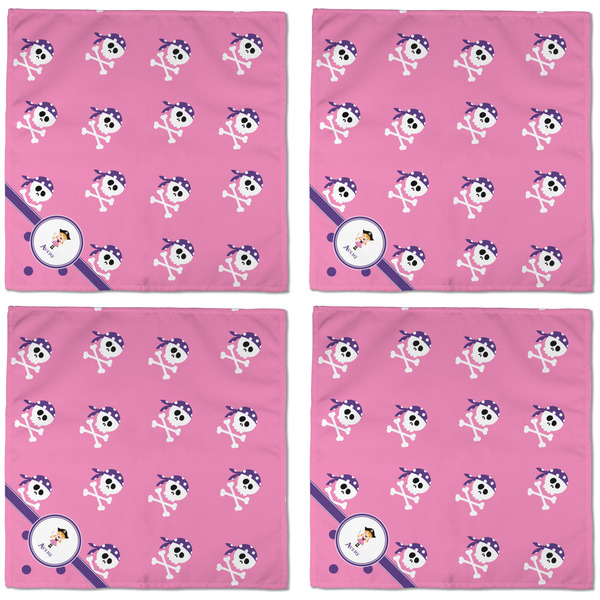 Pink Pirate Cloth Napkins - Personalized Dinner (APPROVAL) Set of 4