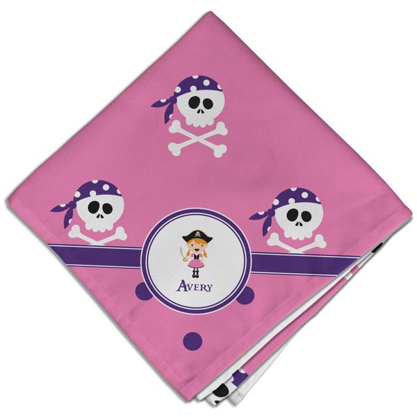 Custom Pink Pirate Cloth Dinner Napkin - Single w/ Name or Text