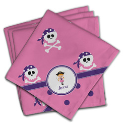 Pink Pirate Cloth Napkins (Set of 4) (Personalized)
