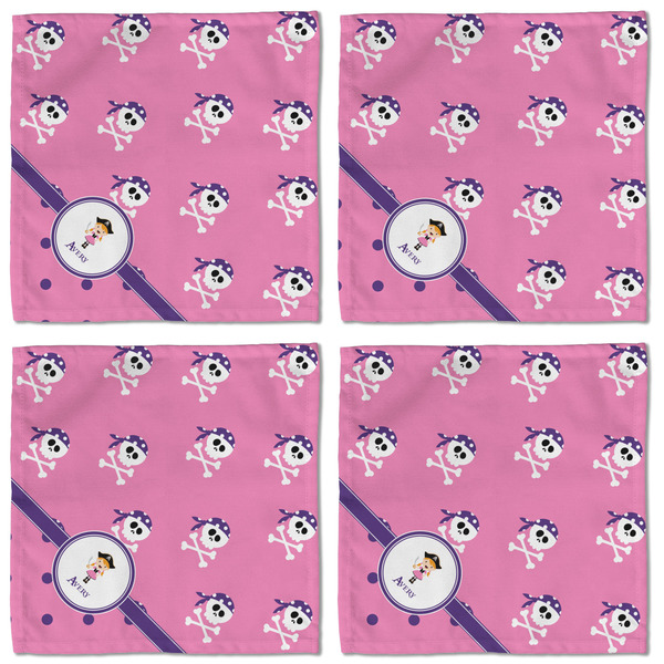 Pink Pirate Cloth Napkins - Personalized Lunch (APPROVAL) Set of 4