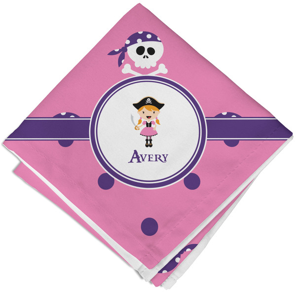 Custom Pink Pirate Cloth Cocktail Napkin - Single w/ Name or Text
