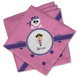 Pink Pirate Cloth Cocktail Napkins - Set of 4 w/ Name or Text