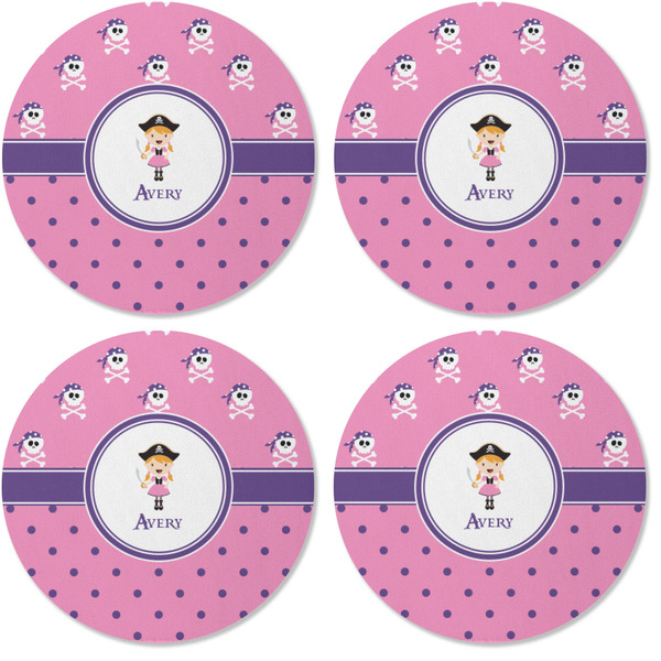 Pink Pirate Coaster Round Rubber Back - Apvl