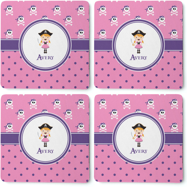 Pink Pirate Coaster Rubber Back - Apvl
