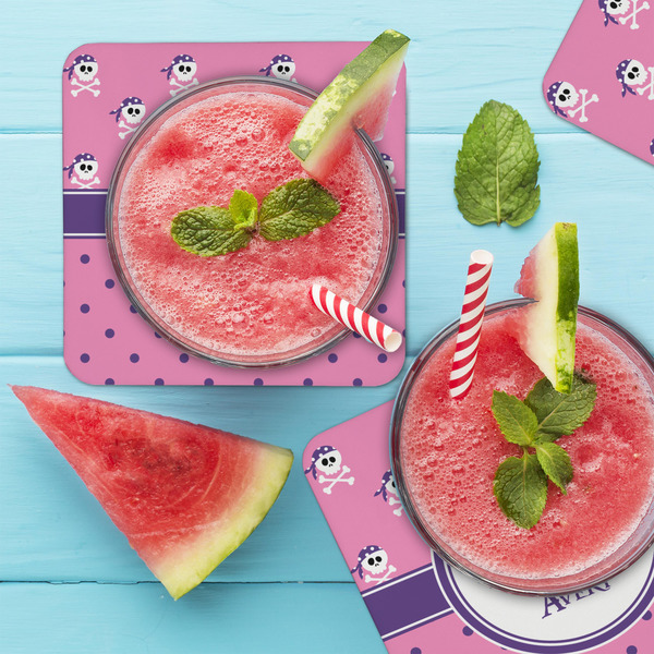 Pink Pirate Coaster Set - LIFESTYLE