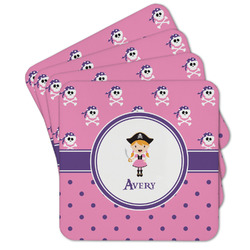 Pink Pirate Cork Coaster - Set of 4 w/ Name or Text