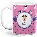 Pink Pirate 11 Oz Coffee Mug - White (Personalized)
