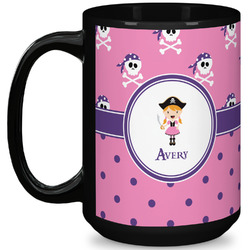 Pink Pirate 15 Oz Coffee Mug - Black (Personalized)