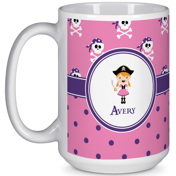 Custom Pink Pirate 15 Oz Coffee Mug - White (Personalized)