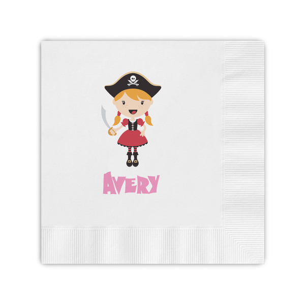 Custom Pink Pirate Coined Cocktail Napkins (Personalized)