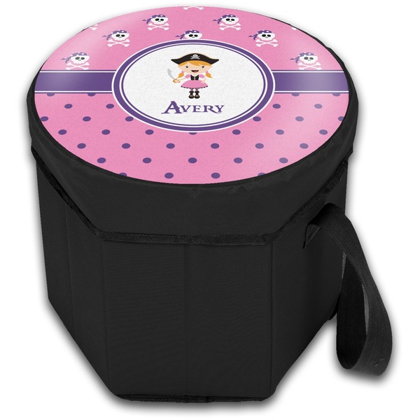 Pink Pirate Collapsible Personalized Cooler & Seat (Closed)