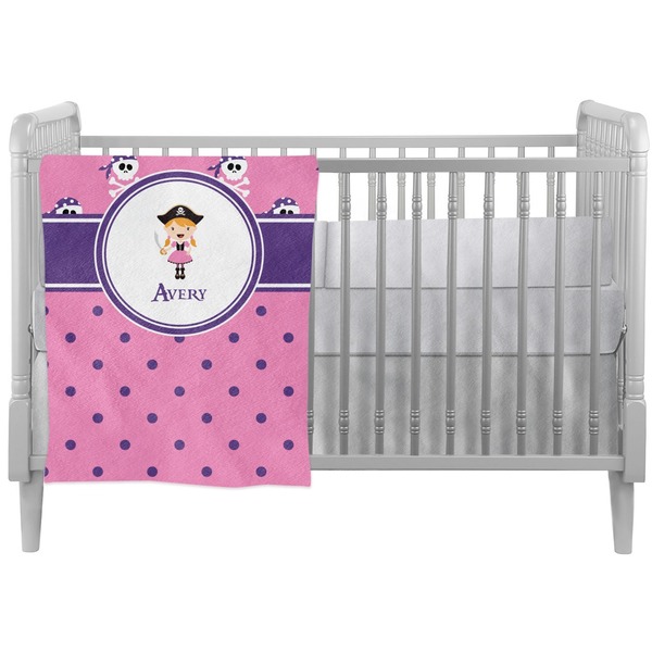 Custom Pink Pirate Crib Comforter / Quilt (Personalized)
