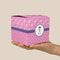 Pink Pirate Cube Favor Gift Box - On Hand - Scale View
