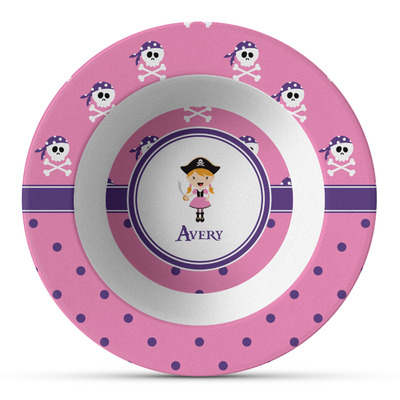 Pink Pirate Plastic Bowl - Microwave Safe - Composite Polymer (Personalized)