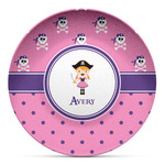 Pink Pirate Microwave Safe Plastic Plate - Composite Polymer (Personalized)