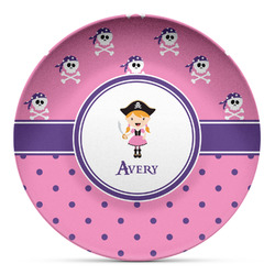 Pink Pirate Microwave Safe Plastic Plate - Composite Polymer (Personalized)