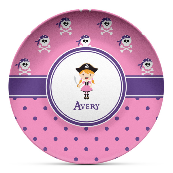 Custom Pink Pirate Microwave Safe Plastic Plate - Composite Polymer (Personalized)