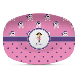 Pink Pirate Plastic Platter - Microwave & Oven Safe Composite Polymer (Personalized)