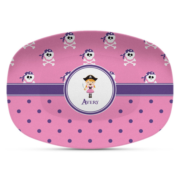 Custom Pink Pirate Plastic Platter - Microwave & Oven Safe Composite Polymer (Personalized)