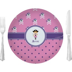 Pink Pirate 10" Glass Lunch / Dinner Plates - Single or Set (Personalized)
