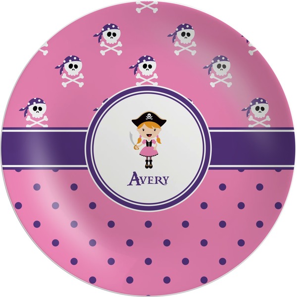 Custom Pink Pirate Melamine Plate (Personalized)