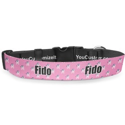 Pink Pirate Deluxe Dog Collar - Medium (11.5" to 17.5") (Personalized)