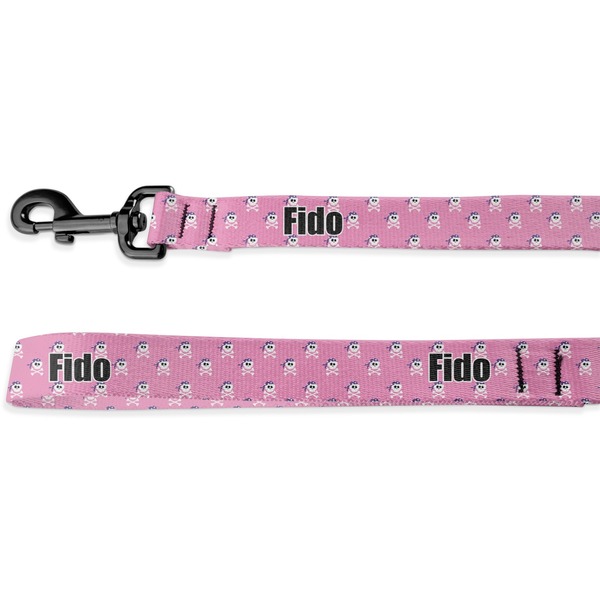 Custom Pink Pirate Dog Leash - 6 ft (Personalized)