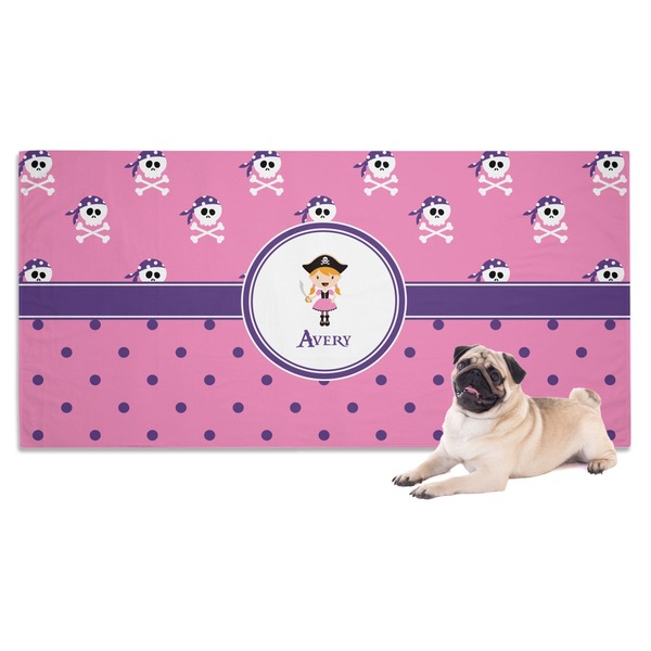 Custom Pink Pirate Dog Towel (Personalized)