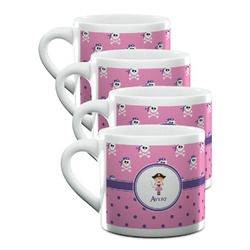 Pink Pirate Double Shot Espresso Cups - Set of 4 (Personalized)