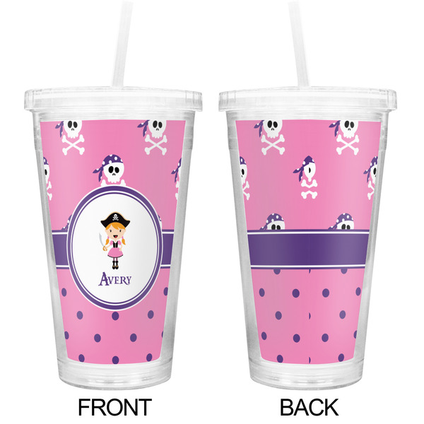 Pink Pirate Double Wall Tumbler with Straw - Approval