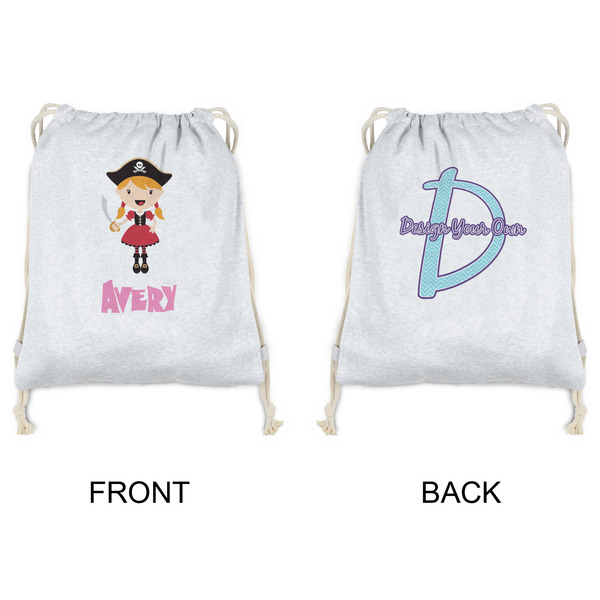 Pink Pirate Drawstring Backpacks - Sweatshirt Fleece - Double Sided - APPROVAL