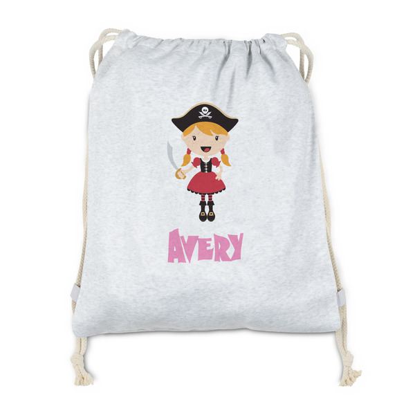 Custom Pink Pirate Drawstring Backpack - Sweatshirt Fleece - Double Sided (Personalized)