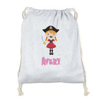 Pink Pirate Drawstring Backpack - Sweatshirt Fleece - Single Sided (Personalized)