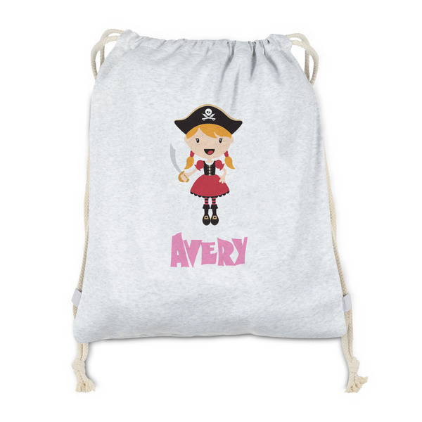 Custom Pink Pirate Drawstring Backpack - Sweatshirt Fleece - Single Sided (Personalized)