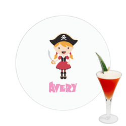 Pink Pirate Printed Drink Topper -  2.5" (Personalized)