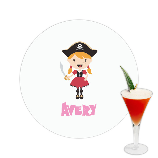 Custom Pink Pirate Printed Drink Topper -  2.5" (Personalized)