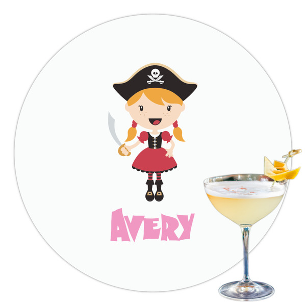 Custom Pink Pirate Printed Drink Topper - 3.5" (Personalized)