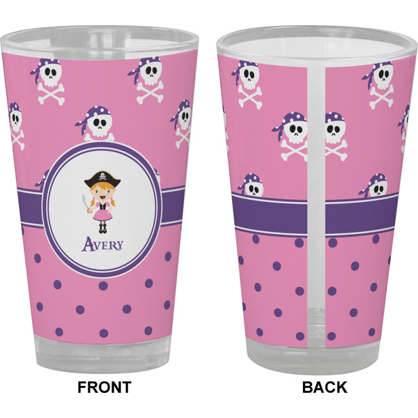 Pink Pirate Pint Glass - Full Color - Front & Back Views